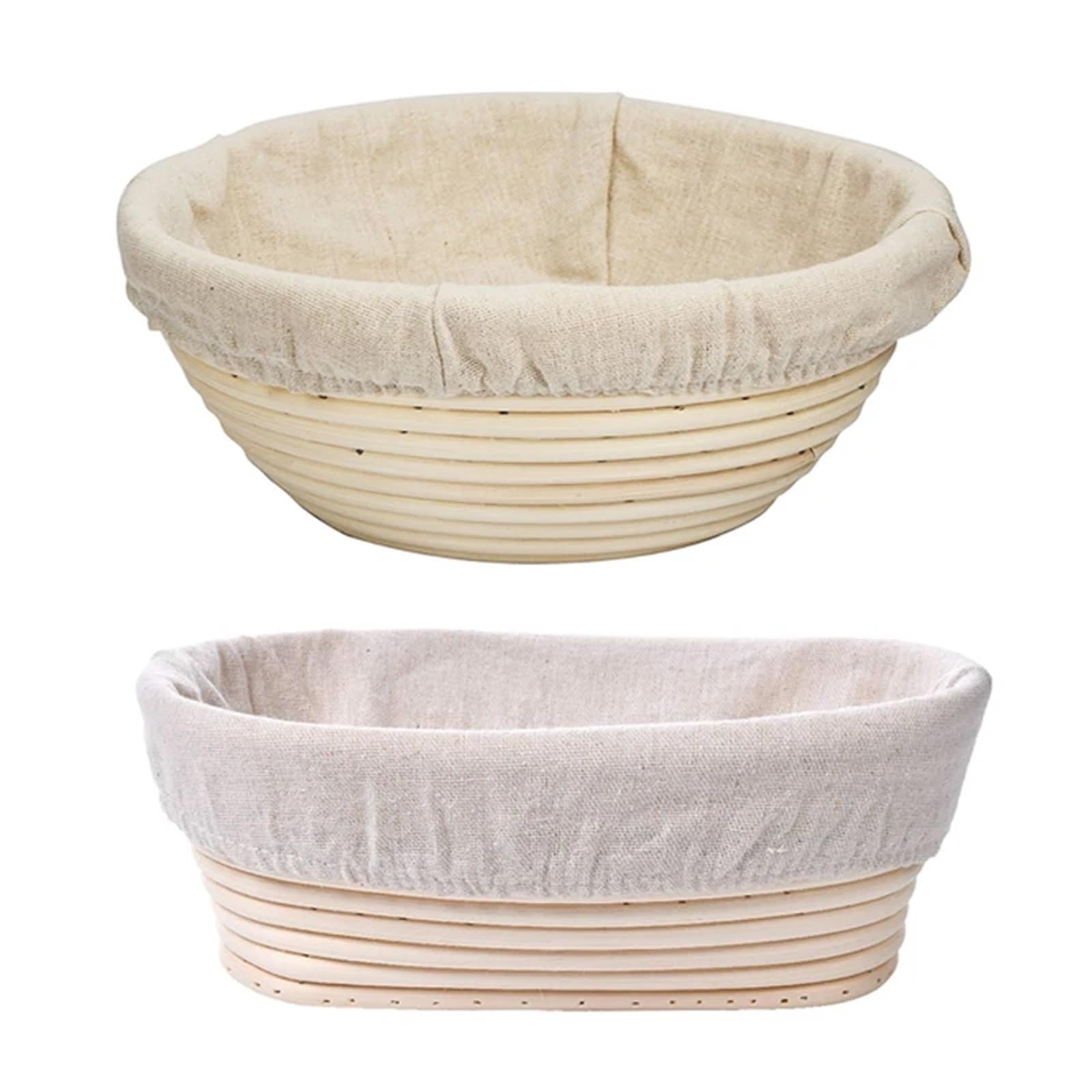 Cesta Para Fermentar Pan Juego de cestas Banneton de pan de mimbre hechas a mano con forro, cestas for prueba de pan, cesta for prueba de masa fermentada redonda/ovalada(Oval-25 * 15 * 8cm)