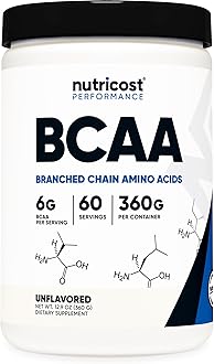 BCAA Powder 2:1:1 (Unflavored, 60 Servings) - Vegetarian, Non-GMO, Gluten Free, Branched Chain Amino Acids
