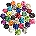 Benvo Rattan Balls 32 Pack 1.2 inch Wicker Ball Birds Toy Parrot Parakeet Chewing Toys Pet Cage Bite Toys Decorative Ball Orbs Crafts DIY Accessories Vase Fillers (Multi-Colored)