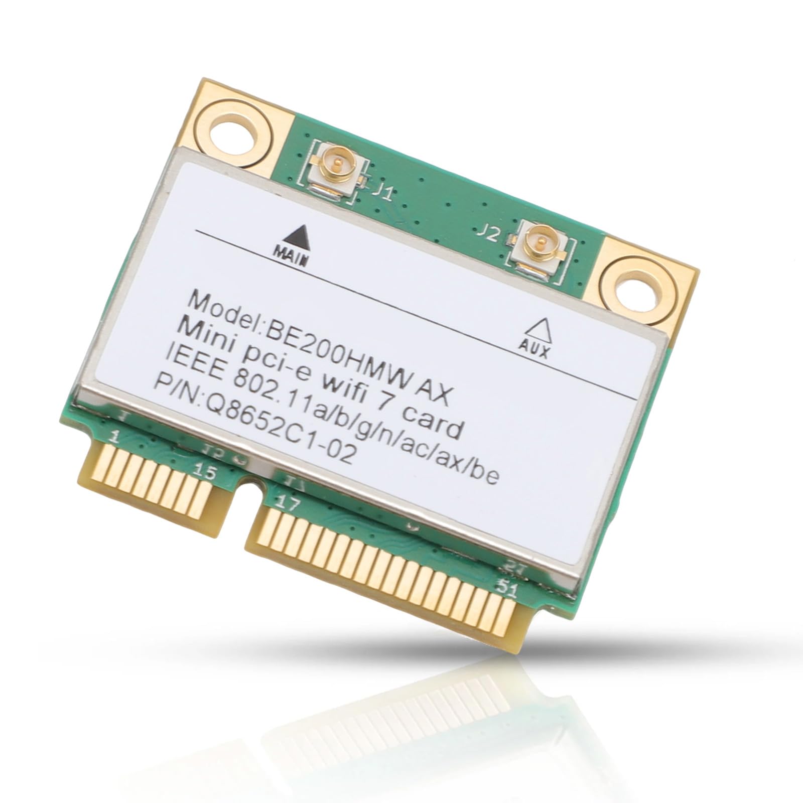WiFi 7 Tri-Band Half Mini PCI-E Wireless Network Carte 8774Mbps (2,4/5 / 6GHz) avec MU-Mimo & BT 5.4 pour L'ordinateur Portable PC de Bureau - Gagne 10/11, Linux, Chrome OS (Pas d'antenne)