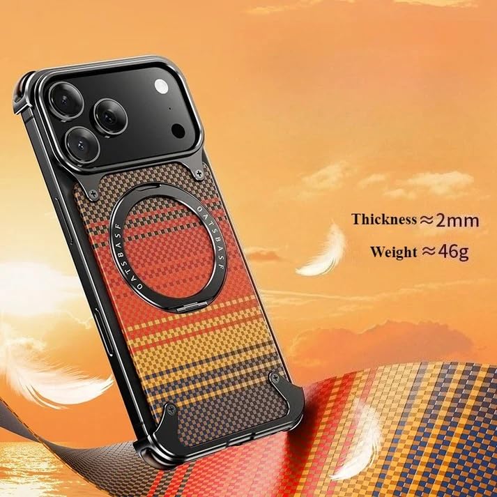 Image of Aluminum Frame Metal Bumper Compatible with iPhone 17 Pro Max | Simple Shield Air Cushion Shockproof | Edge Protection, Minimalist Slim - Black (Frame-Kevlar-Silver, iPhone 17 Pro)