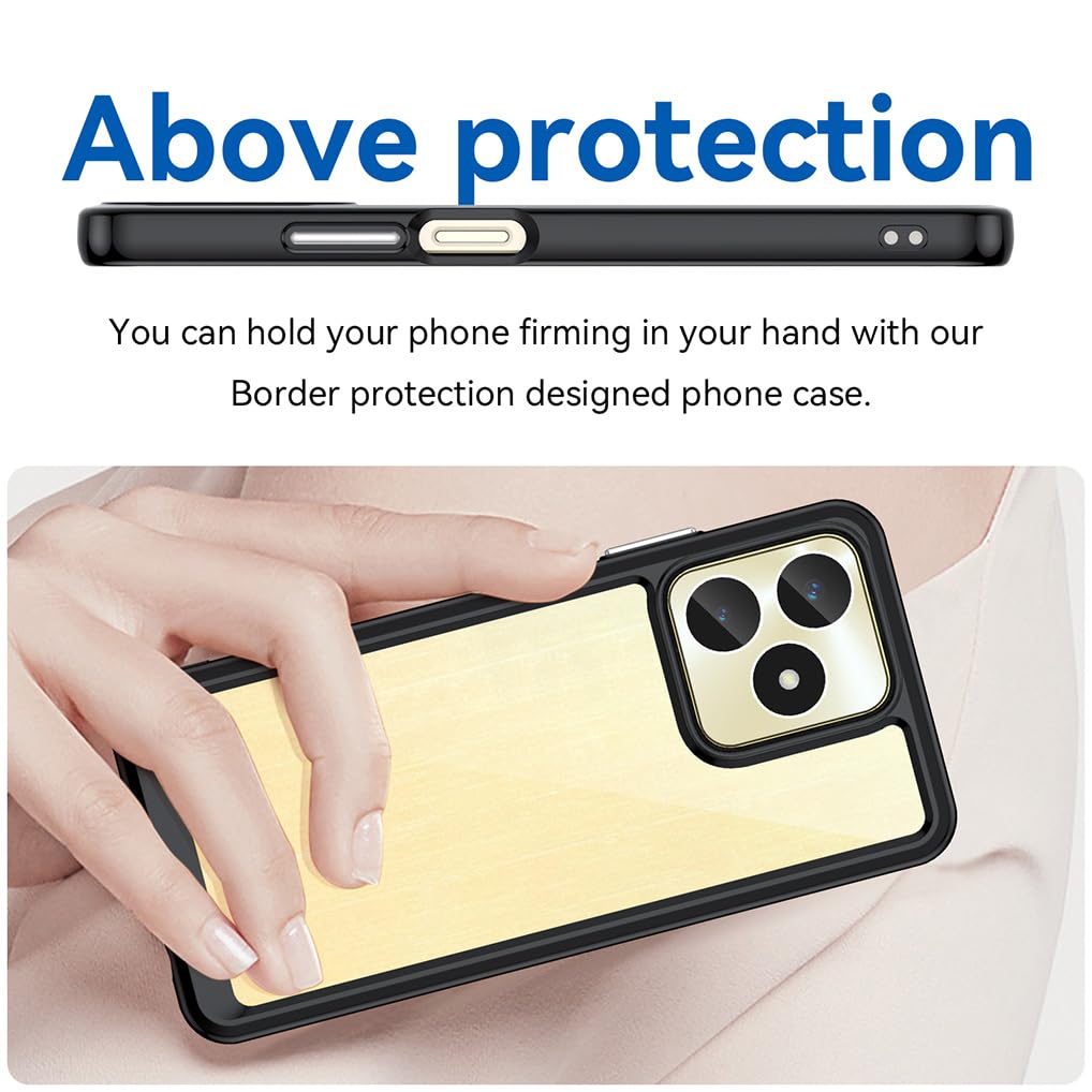 SEAHAI Cover per Realme Note 50 / Realme C53 / Realme C51, Glassato Traslucido Dura PC Protettiva Custodia Silicone TPU Bumper Antiurto AntiGraffio Case con 360° Anello Supporto, Rosso