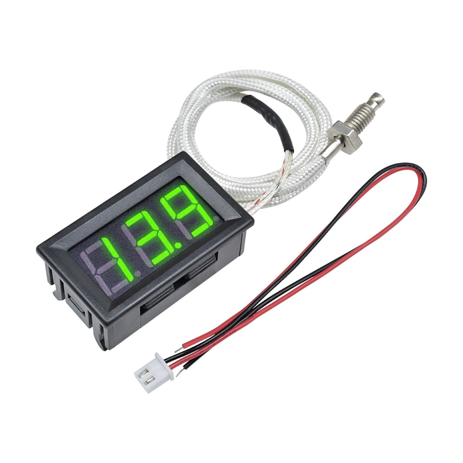 XH-B310 LED Thermometer, 12V K-Type M6-30 to 800°C | K-type M6 threaded thermocouple meter. Range -30 to 800°C. LED display red/blue/green.(Green)