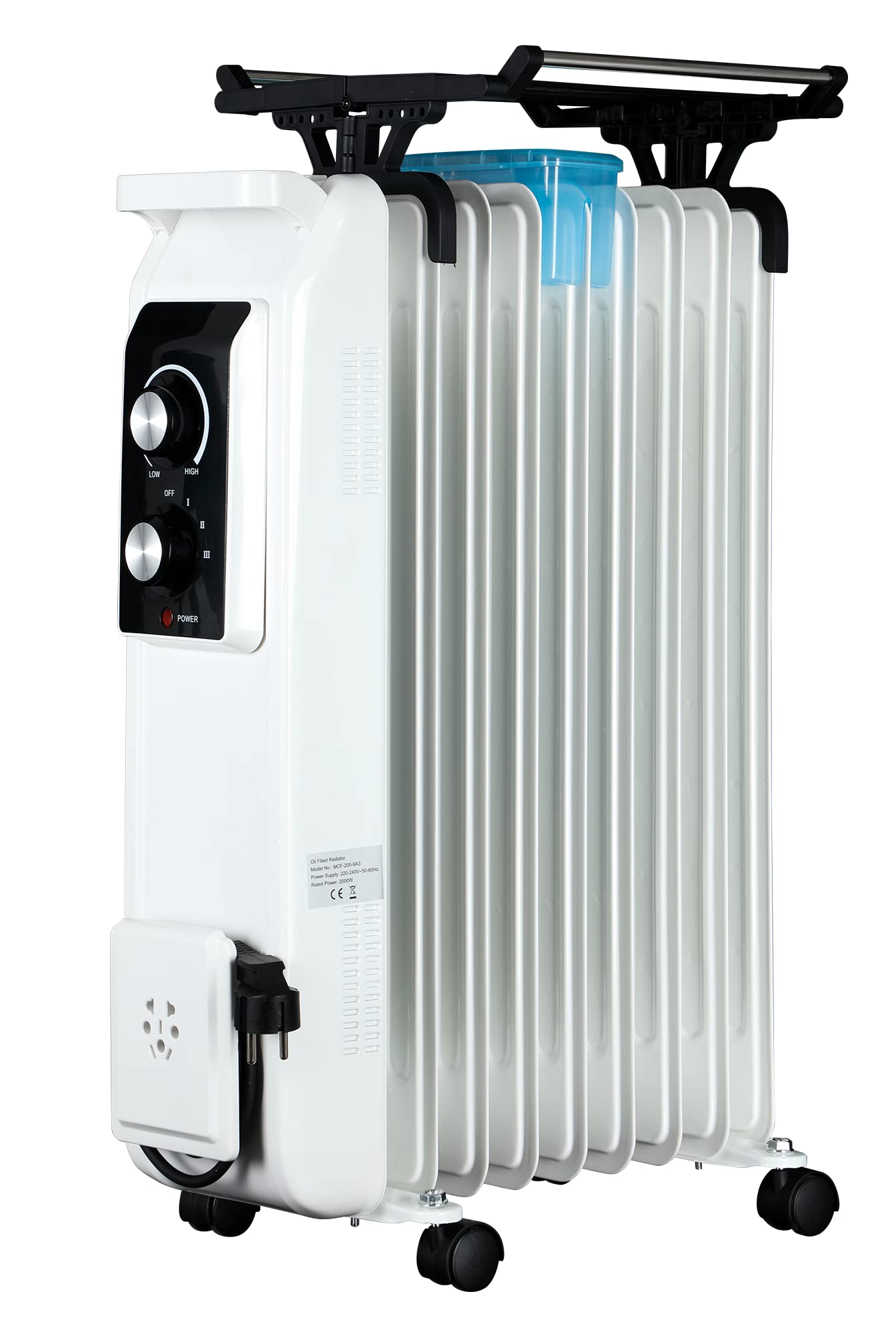 Elektrische Heizung 2000W | Elektrischer 3-Stufen Ölradiator - stromsparend und leise | Mobile Elektroheizung | Heizung elektrisch mit Thermostat