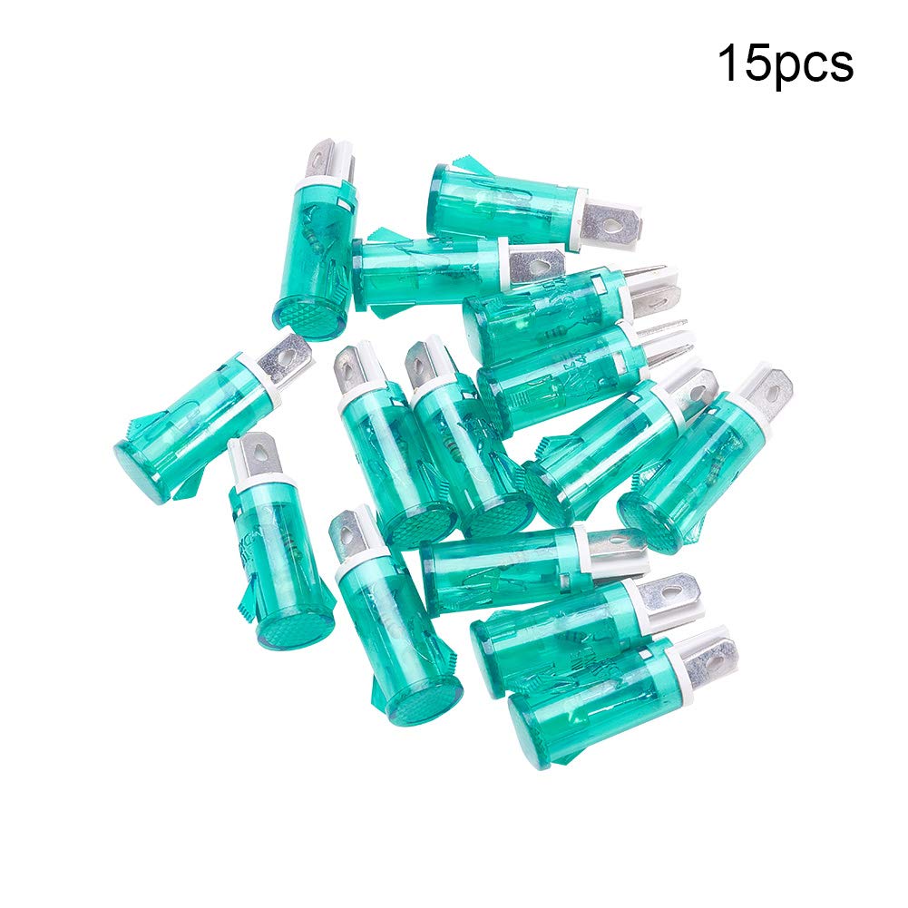 Othmro Indicator Light LED Flush Panel Mount Industrial Signal Lamp with Buzzer Electrical Control Panel 220Volt, 13mm Green 8pcs: Industrial & Scientific