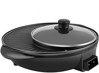 review UXZDX CUJUX Electric Hot Pot Grill Indoor in Electric Smokeless Grill and Hot Pot Korean BBQ Grill Pot, Separate Dual Temperature Control