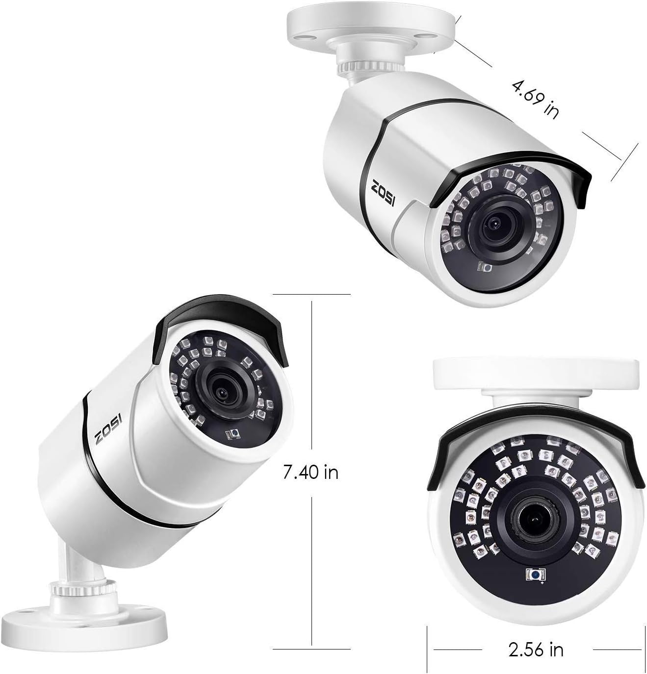 ZOSI 2.0 Megapixel HD 1080P HD-TVI Security Cameras Day Night Waterproof Camera 100ft IR Distance, Aluminum Metal Housing, Only Compatible for HD-TVI Analog DVR (Renewed)