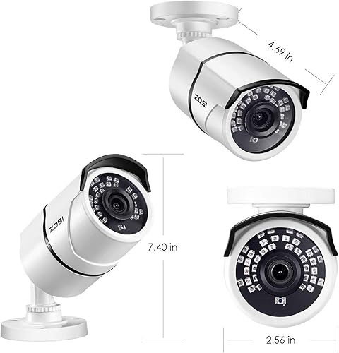 Miniatura 8 de ZOSI Cámaras de seguridad HD 1080P HD-TVI de 2.0 megapíxeles, cámara impermeable de día y noche, distancia IR de 100 pies, carcasa de metal de