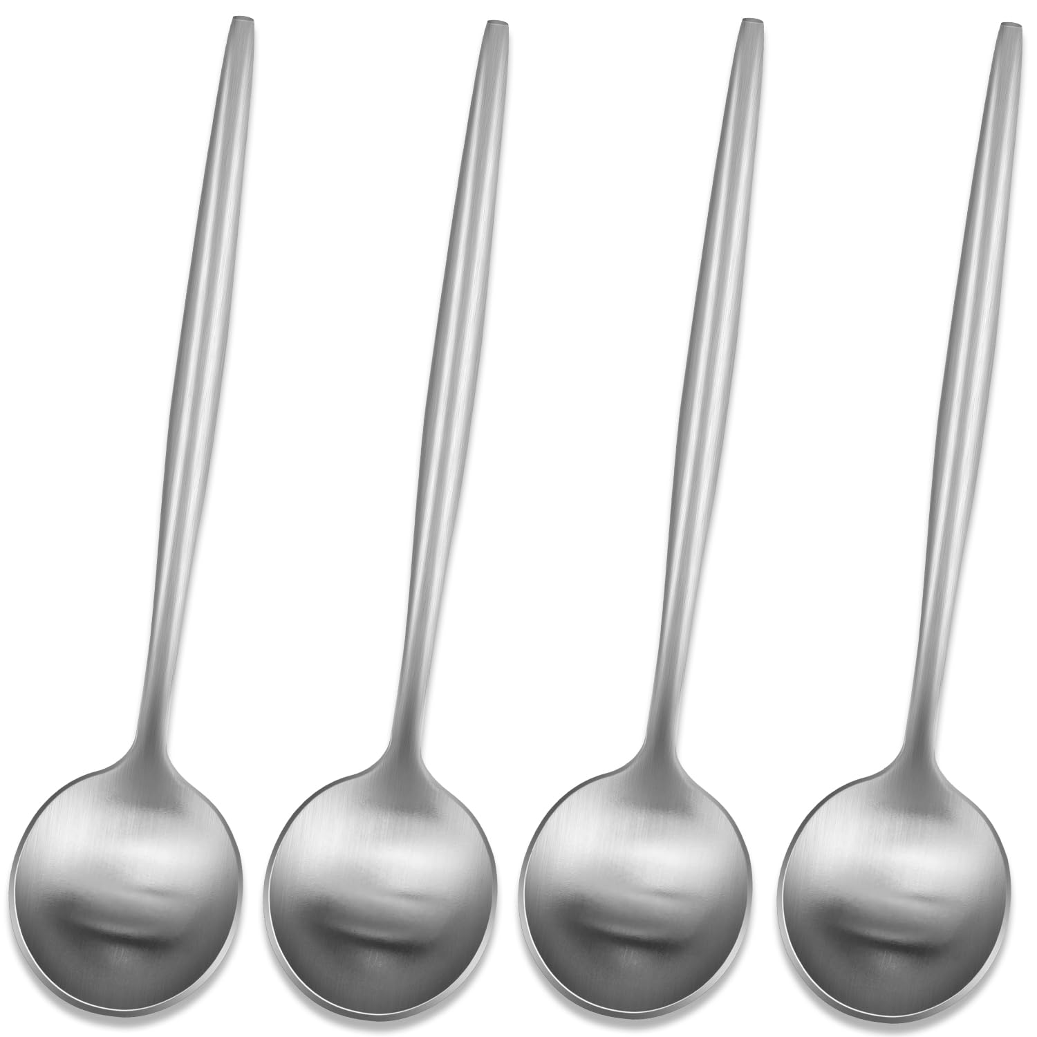 5.1 Inches Tea Spoons,SS18/10 Satin Finishing Coffee Spoons,Small Demitasse Spoon for Espresso,Mini Stirring Spoon for Dessert,Set of 4 Solid Round Teaspoons
