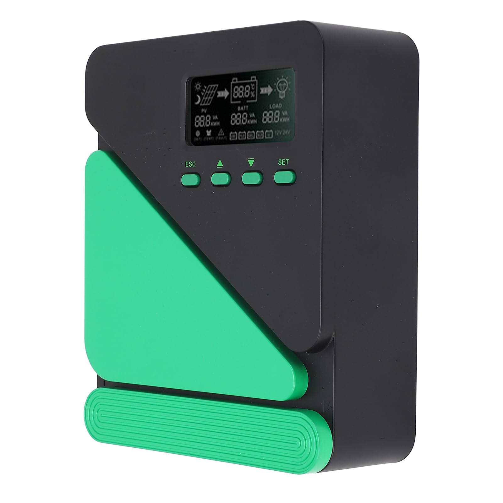 Ejoyous Regolatore di Carica Solare MPPT, Regolatore di Carica Pannello Solare ABS 12V 24V Automatico con Display LCD Retroilluminato, Doppia USB 5V 3A, Ingresso VOC 100V per Sistemi Solari Esterni