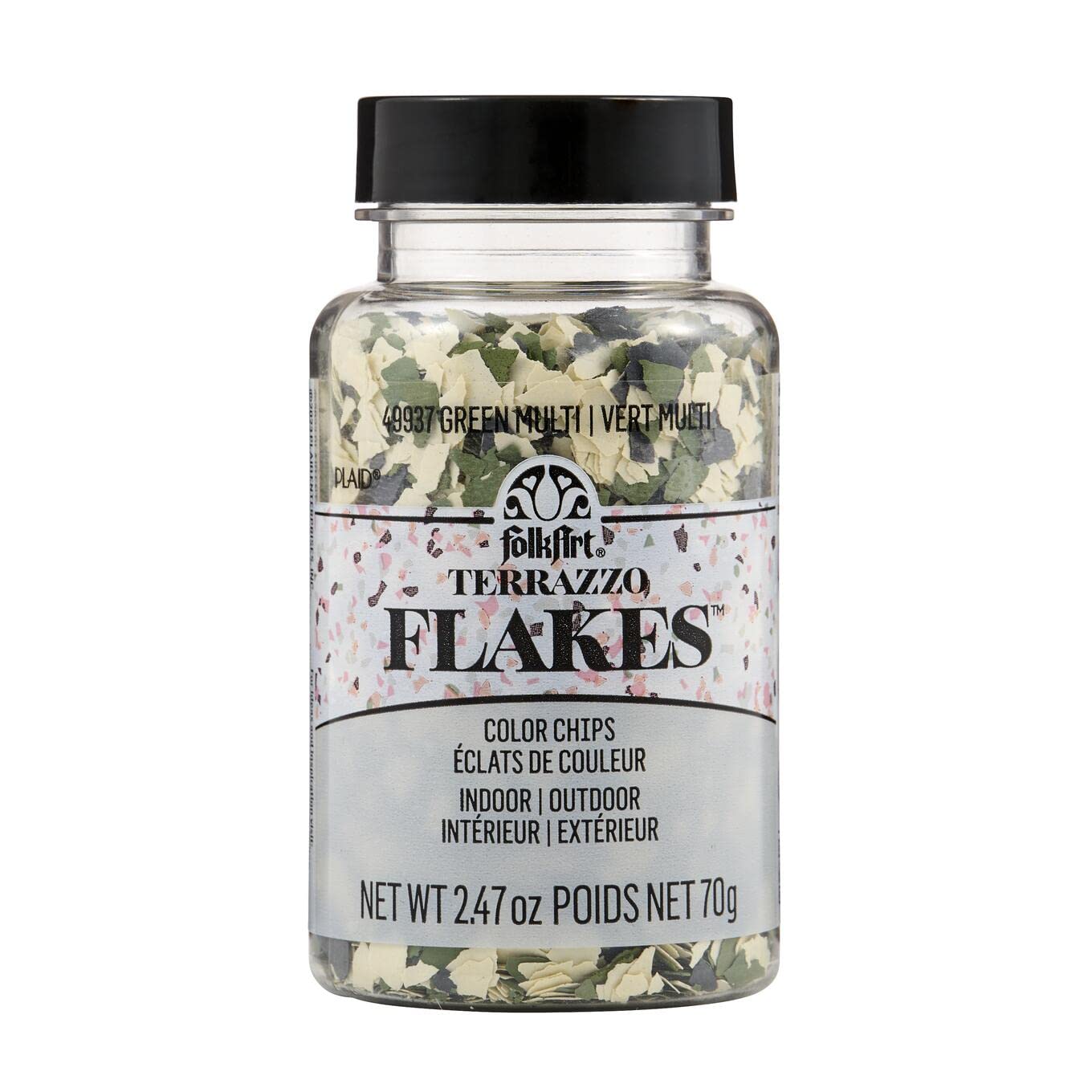 FolkArt, Green Multi, 2.47 oz, Terrazzo Flakes, Decorative Matte Color Chips for DIY Indoor and Outdoor Arts and Crafts Projects, 49937