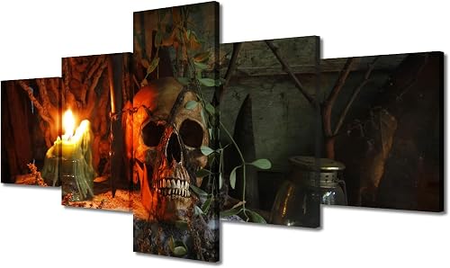 Framed Wall Art Skull Human Canvas Painting Wall Art Multi Panels Wall Art Canva