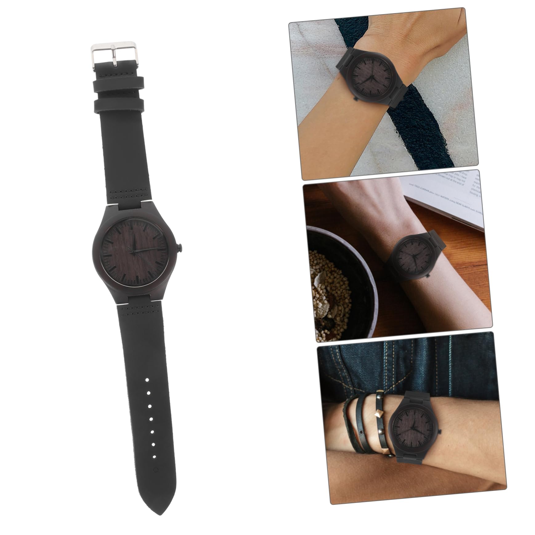 Reloj de Madera y Acero Inoxidable para Hombre Correa de Madera, Diseño Único y Ligero, Adecuado para Boda o Graduación