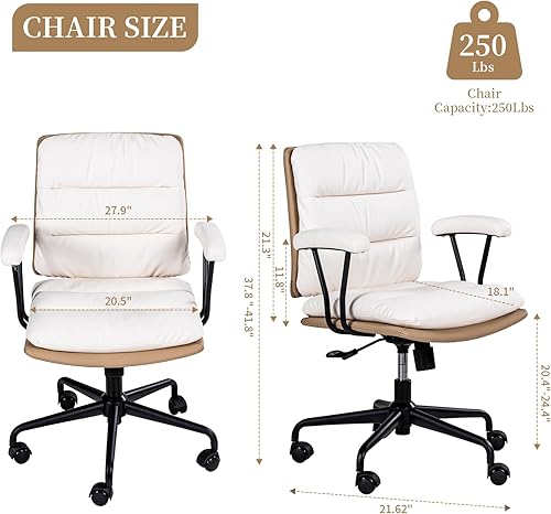 Miniatura 2 de Trenlogne Silla ergonómica de escritorio para computadora de oficina en casa con altura trasera ajustable, reposabrazos acolchados desmontables,