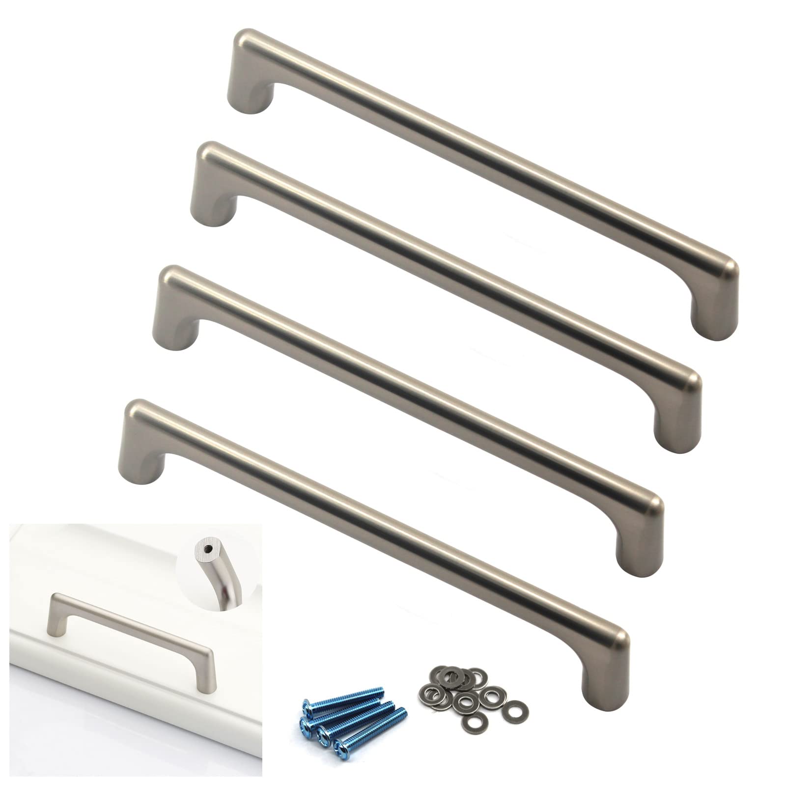 Zerniple 128mm Silver Handle Pull Solid Zinc Alloy Drawer Wardrobe Handle Pull Kitchen Cabinet Handle Cupboard Knobs (4 Pieces)