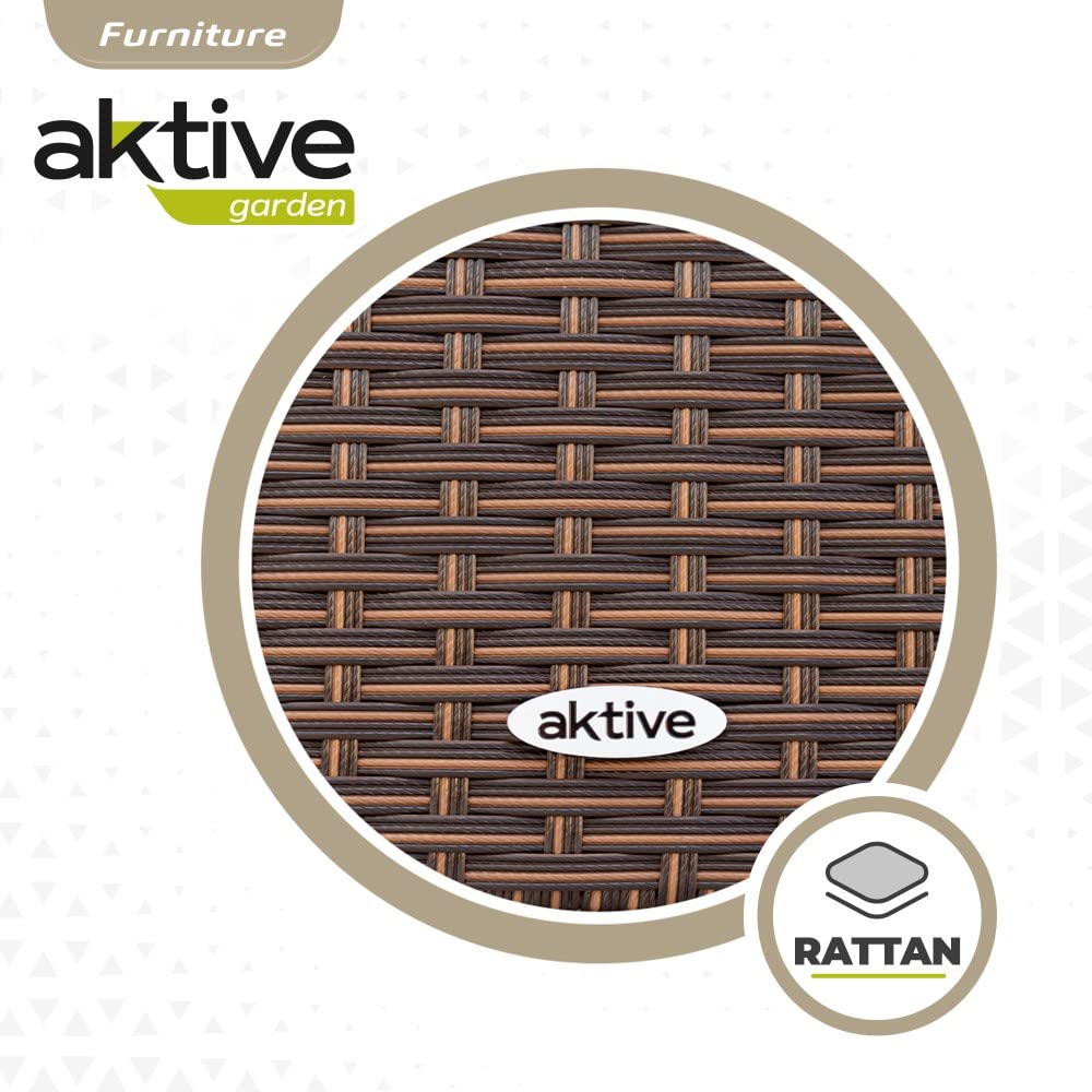 AKTIVE 61073 - Conjunto mesa y sillas jardín ratán, Mesa y sillas terraza incluye 4 sillas jardín exterior y 1 mesa exterior 100x75cm, Muebles para jardín y terraza, Multicolor