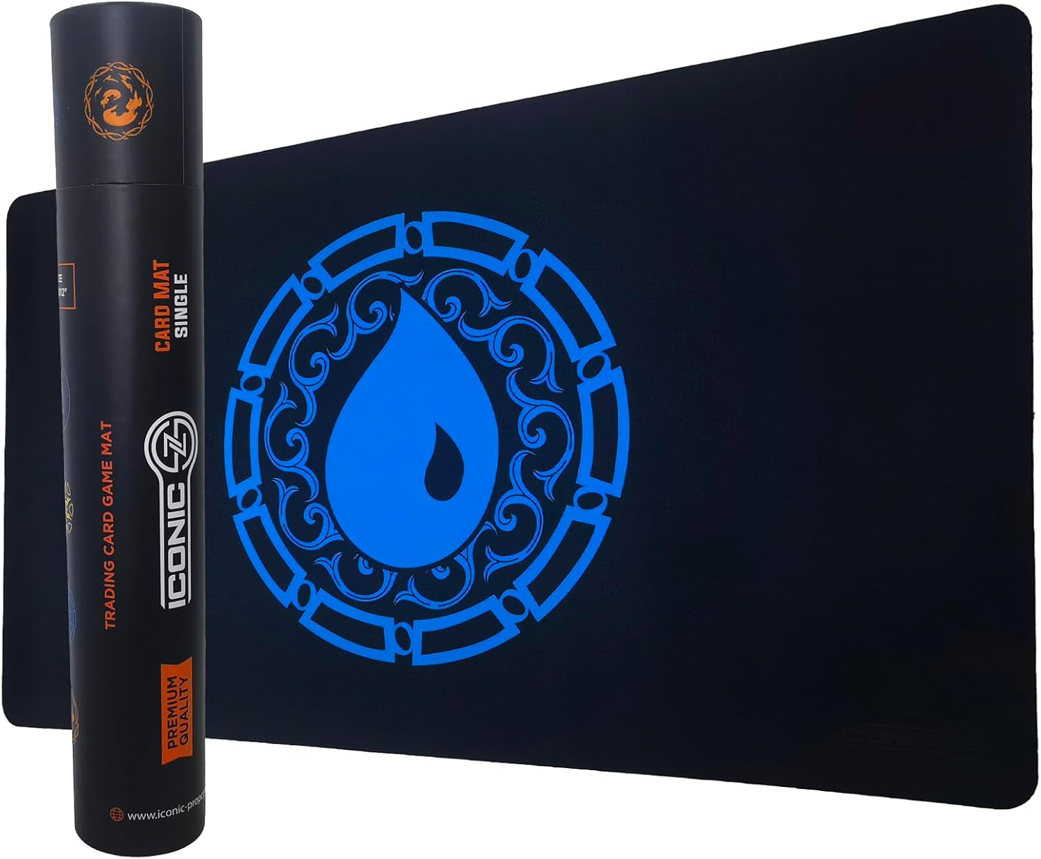 Portable Single Player Play Mat Mousepad I 24”x14” I with Carrying Tube - Premium, Smooth and Durable Surface. Graphic Type - Blue