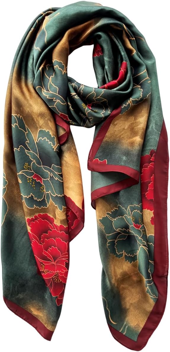 Long Silk Like Scarf Lightweight Satin Scarves Large Sunscreen Shawl Wrap for Women