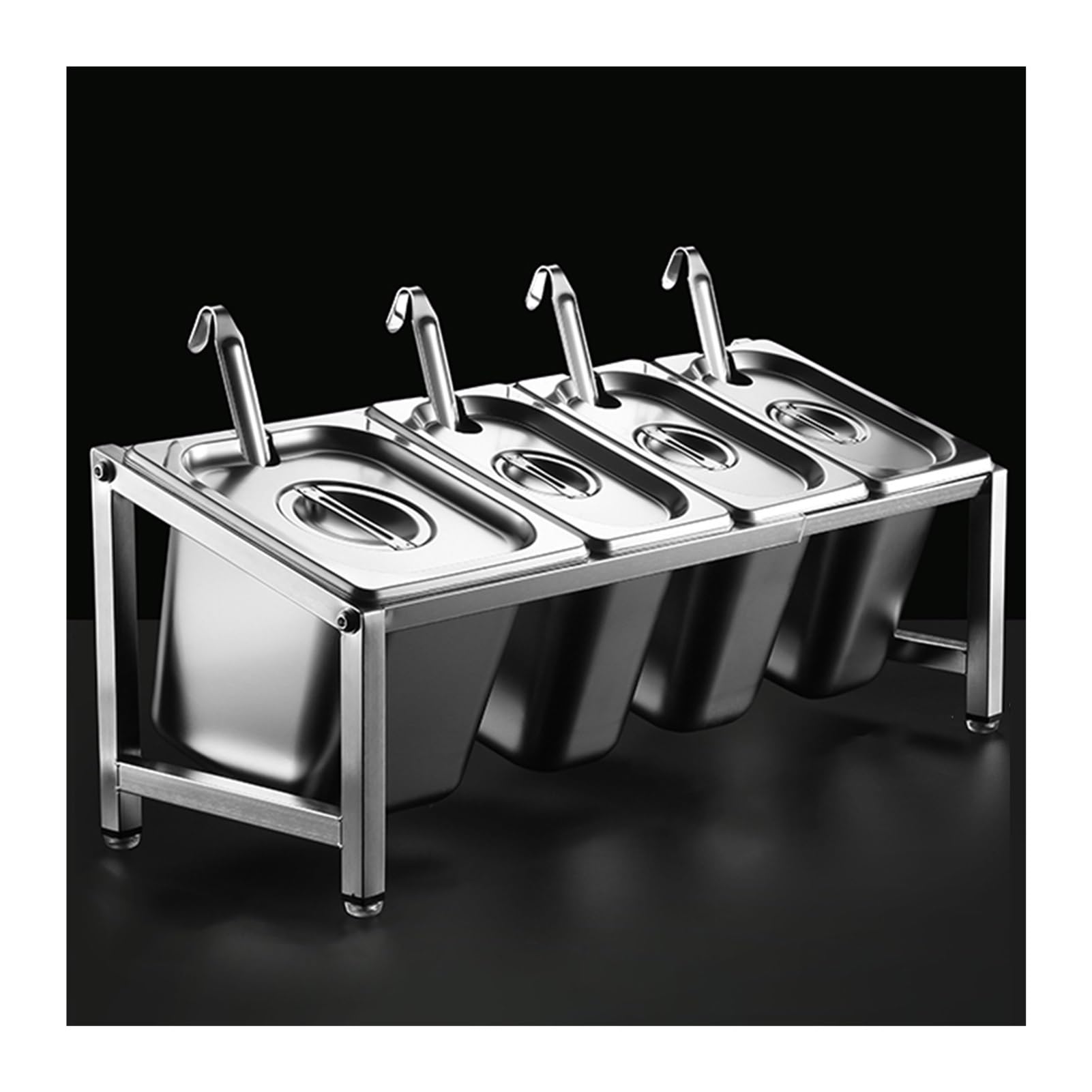 GTHTUHFD Expandable Stainless Steel Spice Rack – Commercial Spice Nizer For Kitchen, Bar & Restaurant – Angled Containers For Sauces, Dressings & Jams,Silber-50x18x20cm