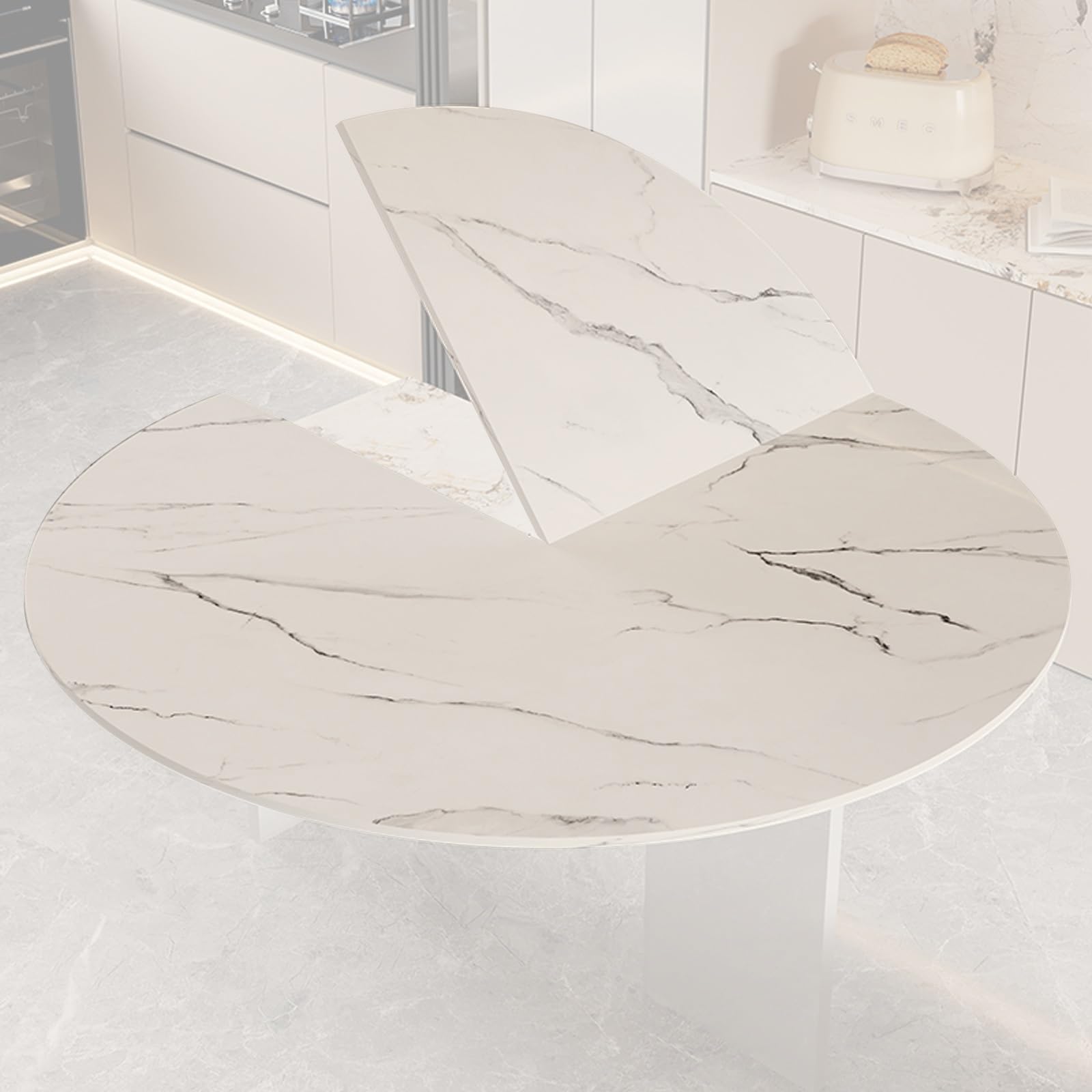 Plateau de table rond pliable en bois blanc 130 cm idéal pour terrasse et repas extérieurs
