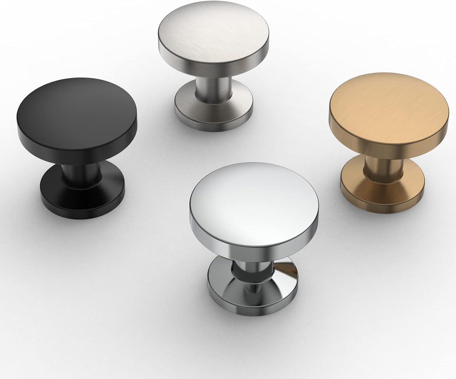 9BUILD 6 Pack 1.2 Inch Round Matte Black Drawer Knobs for Cabinets & Dressers