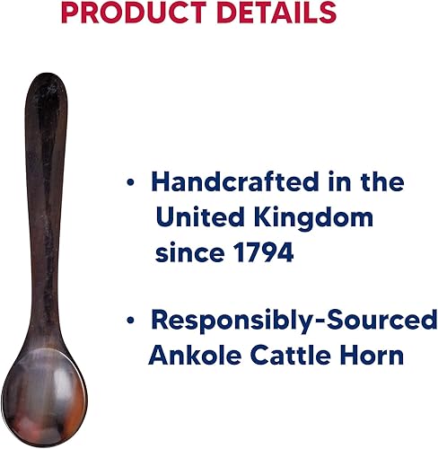 Miniatura 2 de HIC - Cuchara de caviar, cuerno de vaca tobillera hecho a mano, de origen responsable, 4.25 pulgadas