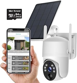 2K Solar Security Camera Outdoor, Wireless WiFi PTZ Pan Tilt 360° View Spotlight, AI Motion Detection and Siren, Color/IR Night Vision, 2-Way Talk, Amazon Cloud/Free 64G Micro SD Card (WiFi Router)