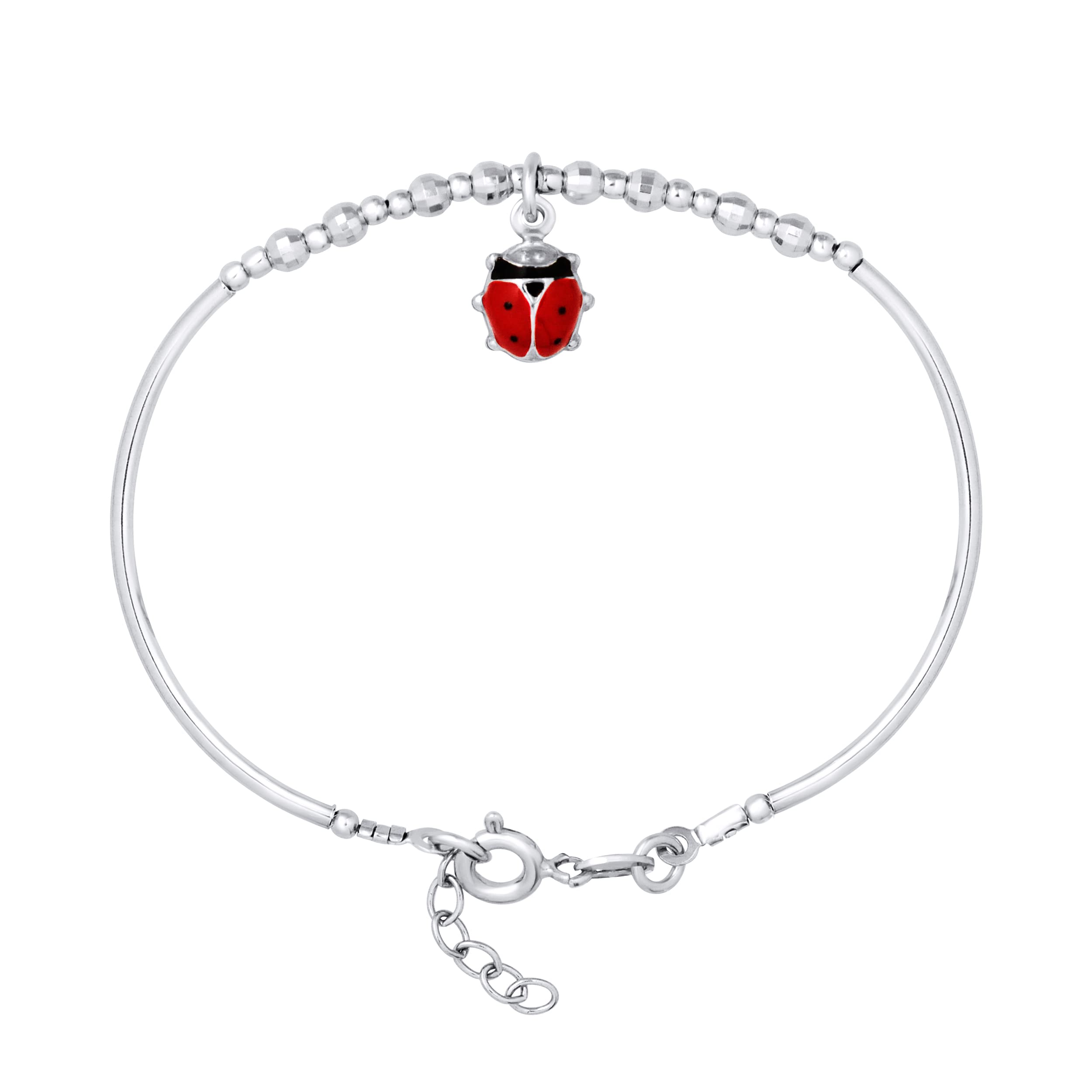 Amours, Bisous & Calins - Bracciale per bambini con charm cocinelle - argento 925 - misura regolabile - 100% anallergico - adatto per bambini dai 4 ai 12 anni - Gioiello per bambini, Taglia unica,