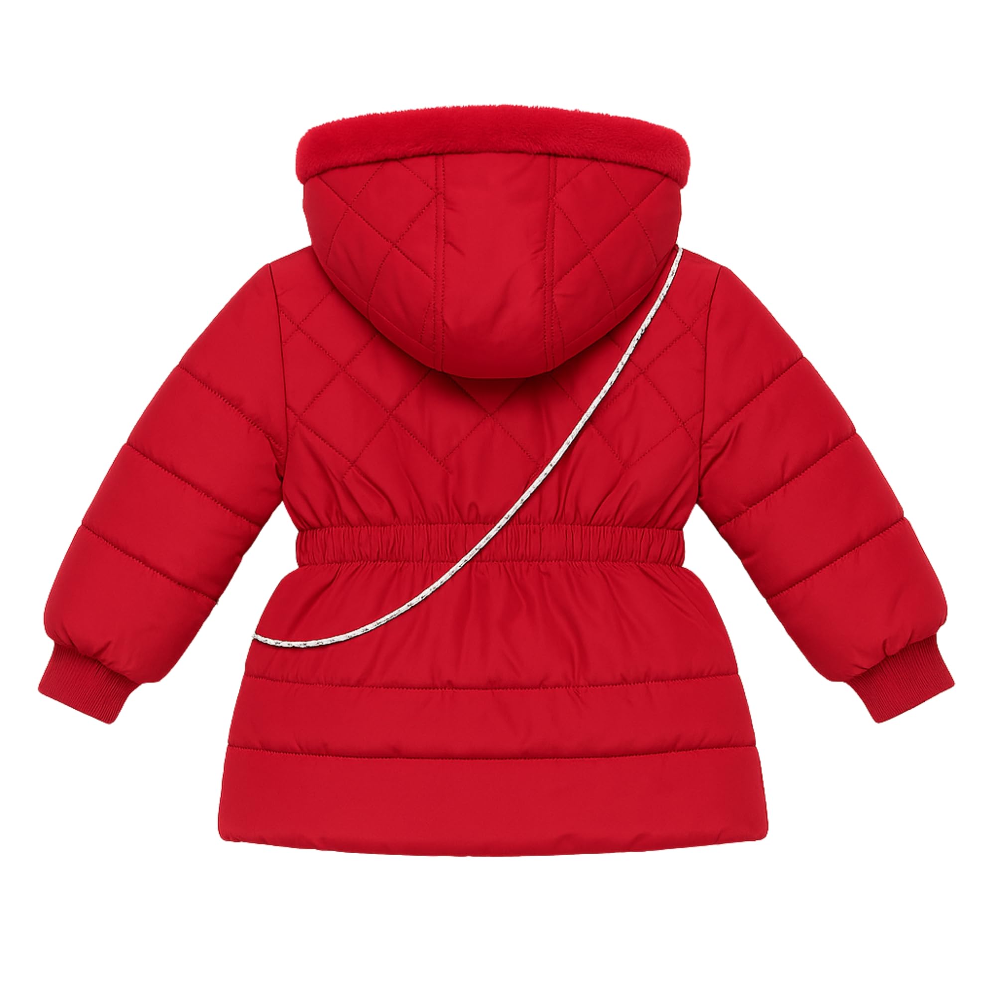 LITTLE GINNIE Winter Quilted Jacket for Baby Girls - Red | Hooded Puffer Jacket with Fleece Lining | Warm & Stylish Winter Wear | Regular Fit Polyester Jacket for Kids 1-2 Year 1