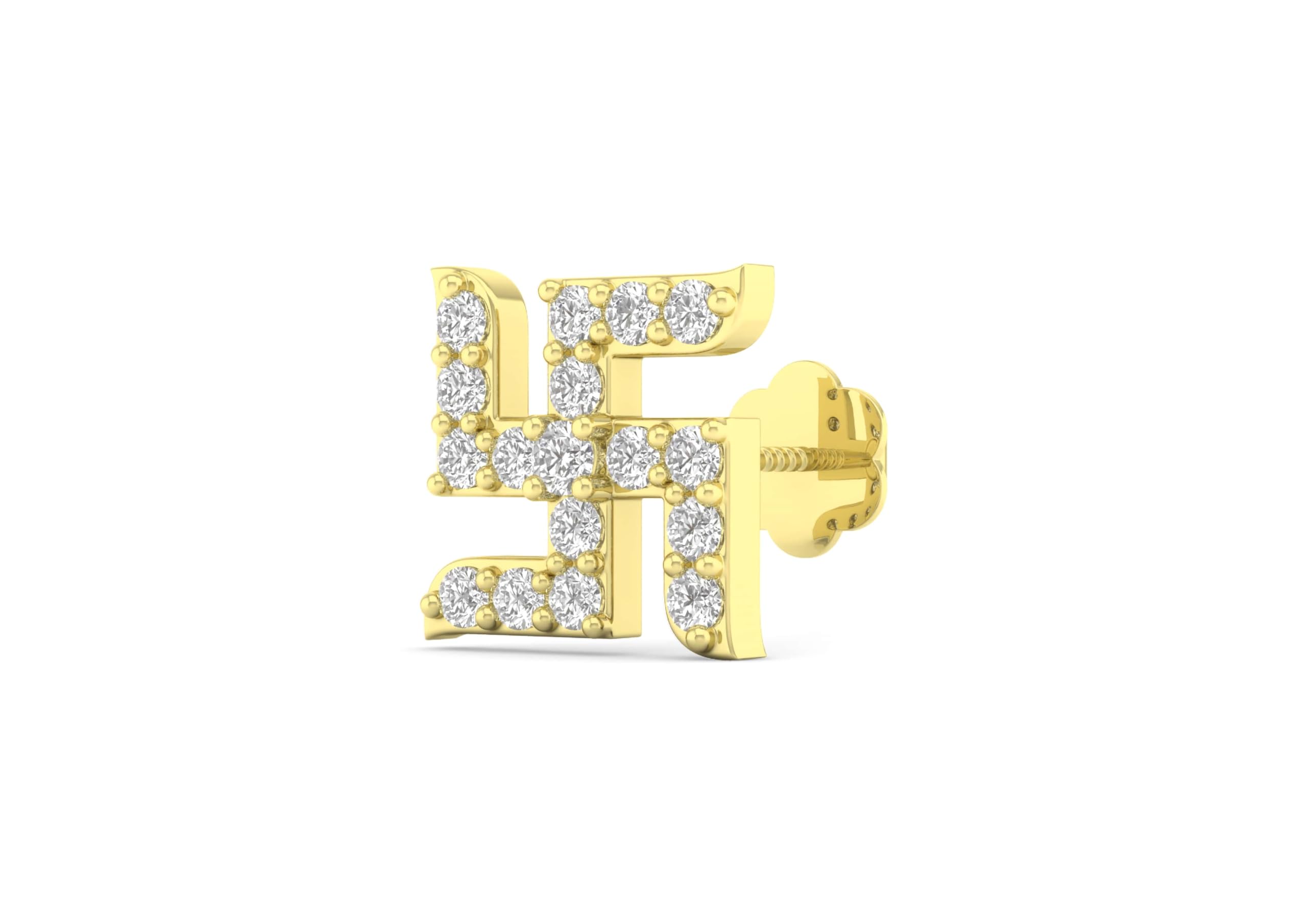 Stud Earrings for Men & Boys (1 Piece) - 925 Sterling Silver Ear Studs - 18k Gold Plated Jewellery - Birthday Anniversary Gift - Men Fashion Accessories