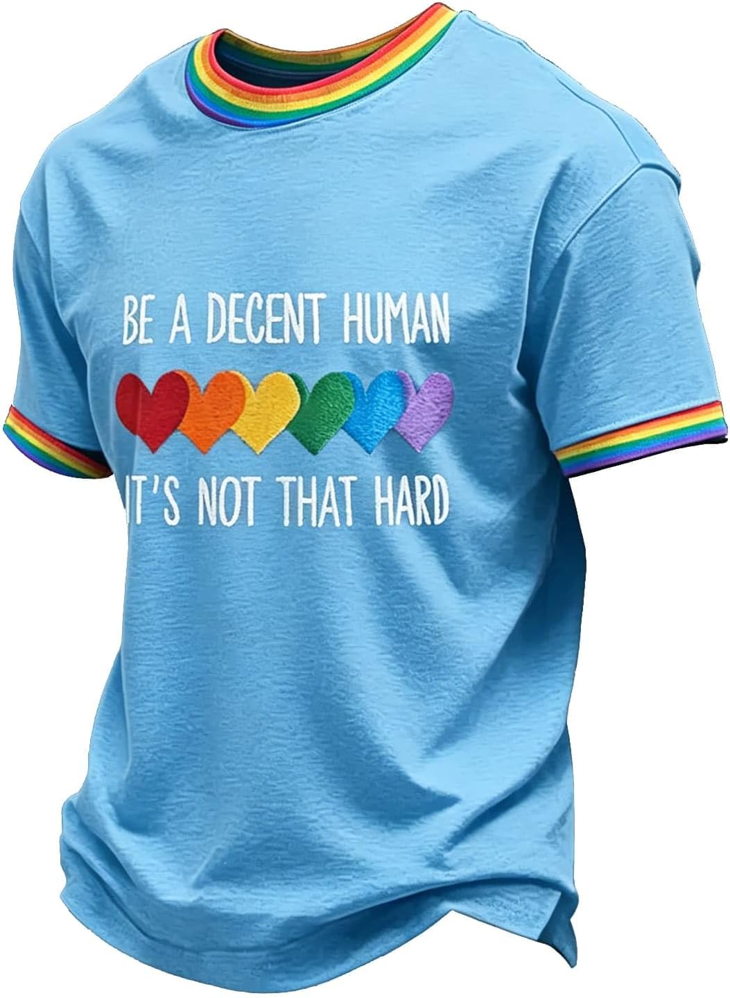 RTRDE Men's Casual T Shirts Short Sleeve LGBTQ Gay Pride Month Rainbow Graphic Print We The People Shirt, S-4XL