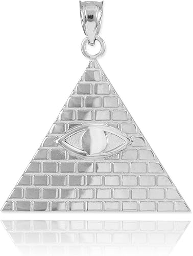 Colgante de plata de ley 925 con forma de pirámide de alto pulido que todo lo ve ojo de la Providencia Illuminati, Plata esterlina, No es una piedra