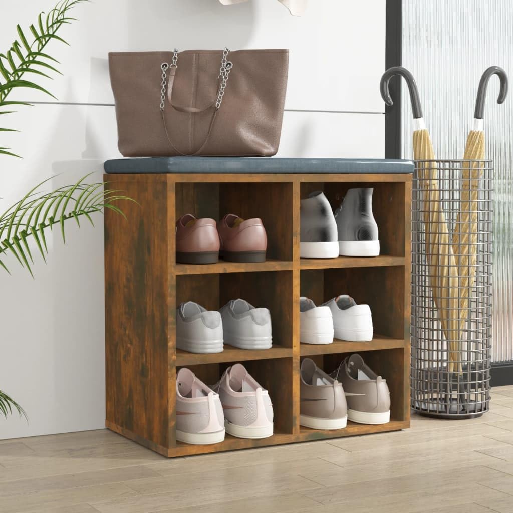 Scarpiera in rovere affumicato, 52,5 x 30 x 50 cm, 6 scomparti