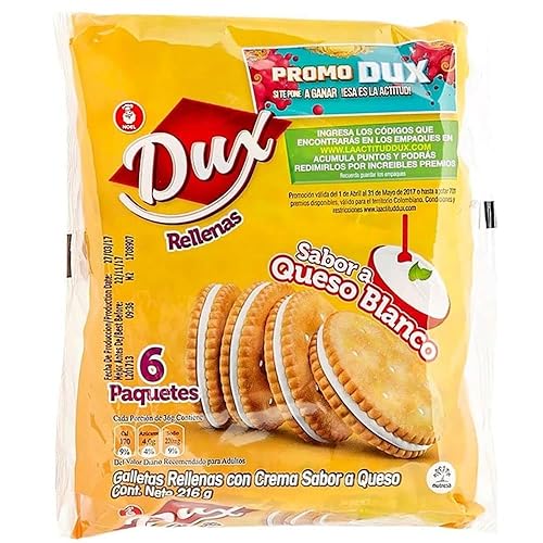 Miniatura 2 de Dux Sandwich Crackers (paquete de 18) con sabor a crema de queso blanco, Snack Crackers Galletas Dux con sabor a Queso blanco Colombian crakers.