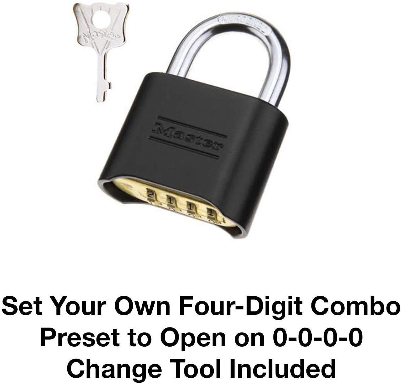Master Lock Cadenas à Combinaison Personnalisable 4 Cadrans - Plus De 25 Millions De Codes, 2,5 Cm Large, Noir 1534DBLK