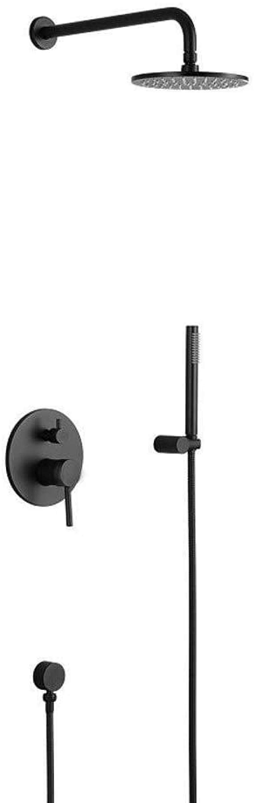 SBCGFY Black Concealed Shower Set - Wall-Mounted Round Dual Function Faucet With Fixed Showerheads For Hotel & Home, Modern In-Wall Shower System For Luxurious Bathing Experience,