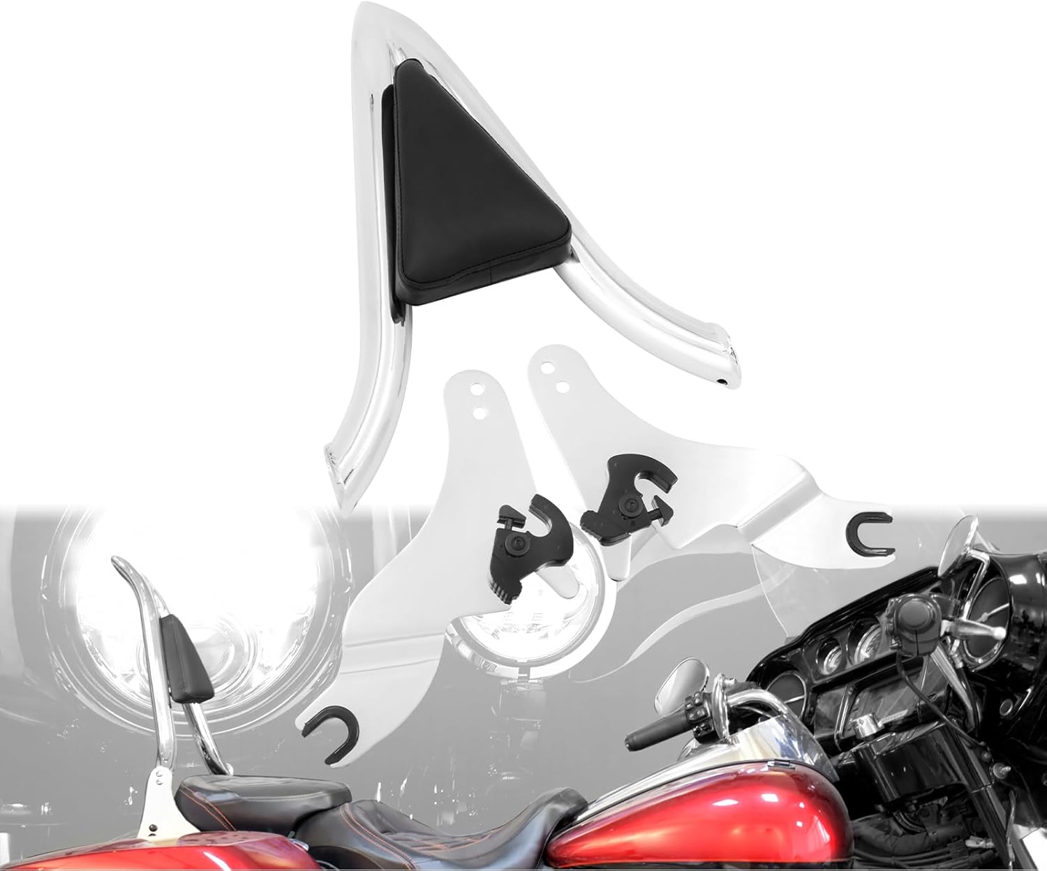 2009-2025 Sissy Bar Backrest, Detachable Passenger Backetst Sissy Bar Fit for Harley Touring Street Glide Road Glide Road King Electra Glide Chrome