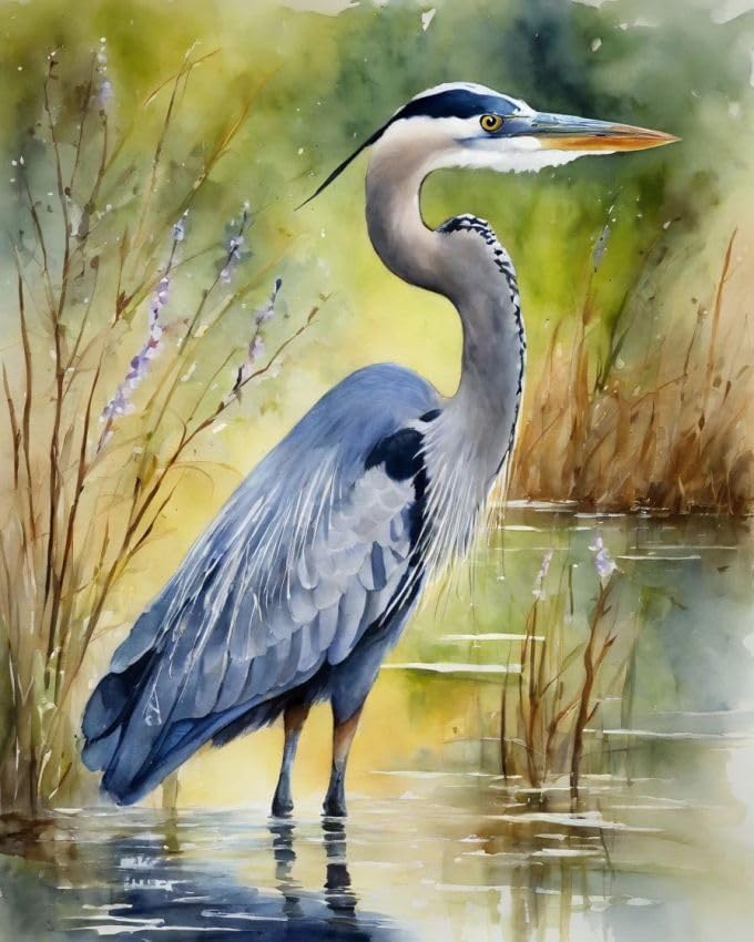 ZMHZMY Paint by Numbers for Adults,Heron Bird,Paint by Number Kits on Canvas,DIY Oil Paintings for Adults,40x50cm No Frame
