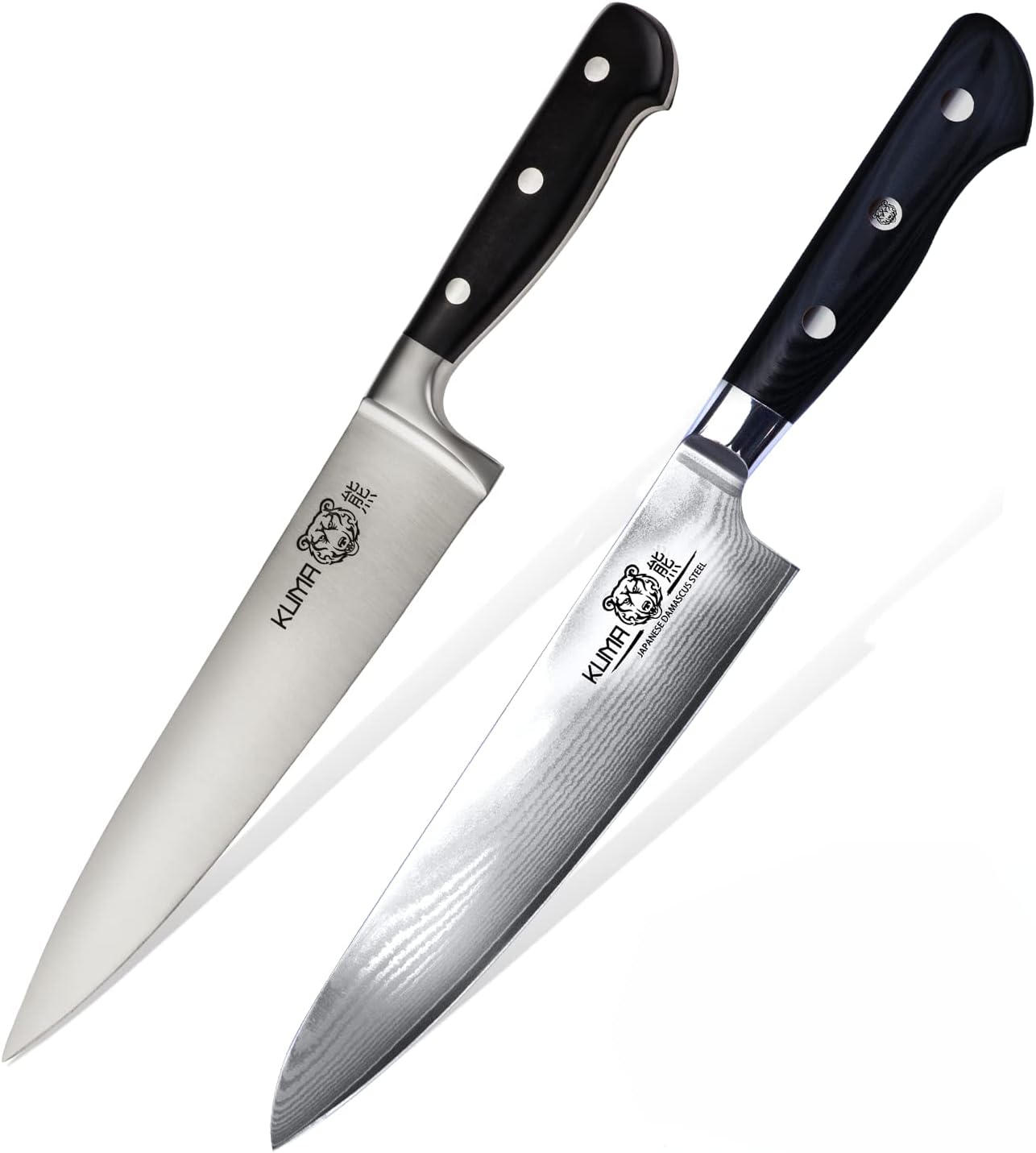 Japanese Steel Chef Knife Set [Bundle] – Razor Sharp 8-Inch Kitchen Knife Set w/Damascus Steel Japanese Knife & Stainless Steel Knife – Ultra Strong Kitchen Knives w/Knife Sheath