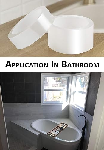 Miniatura 4 de LLPT Cinta adhesiva transparente de 2 pulgadas x 33 pies, extra impermeable, resistente al agua, tiras adhesivas para calafatear para fregadero,