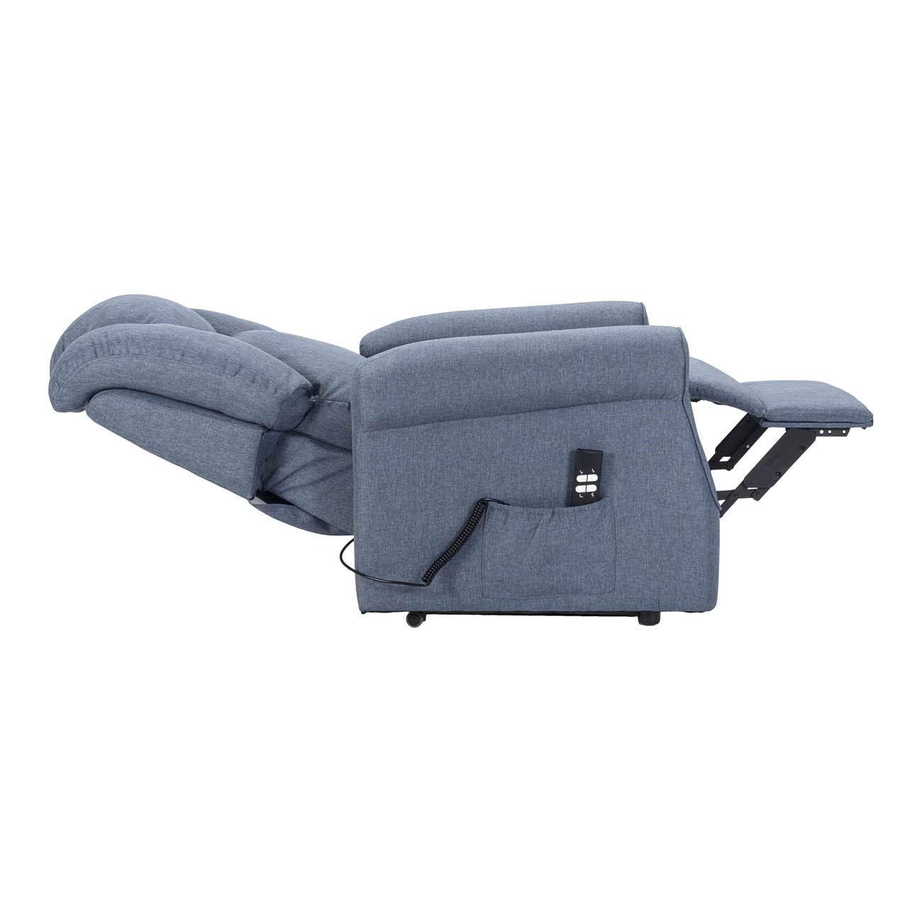 Angela 2 Moteurs Fauteuil releveur Relax Dispositif Médical système de Roue Doux siège à Micro-Ressorts résistant aux Taches fauteuils inclinables Bleu Denim
