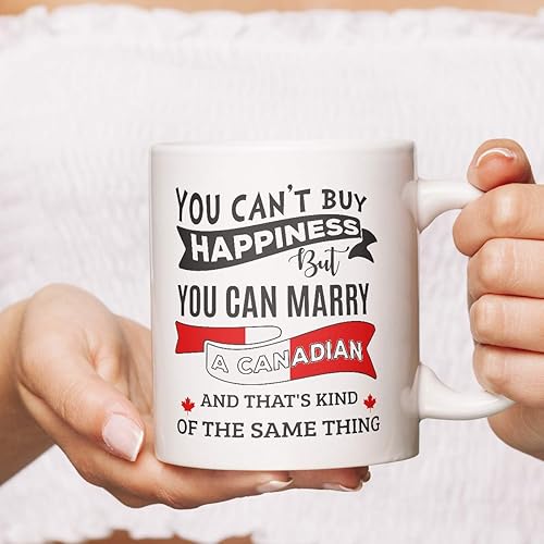 Miniatura 5 de Taza Canada Can't Buy Happiness But Can Marry A Canadian - Taza de café blanco de 11 onzas, taza de té divertida