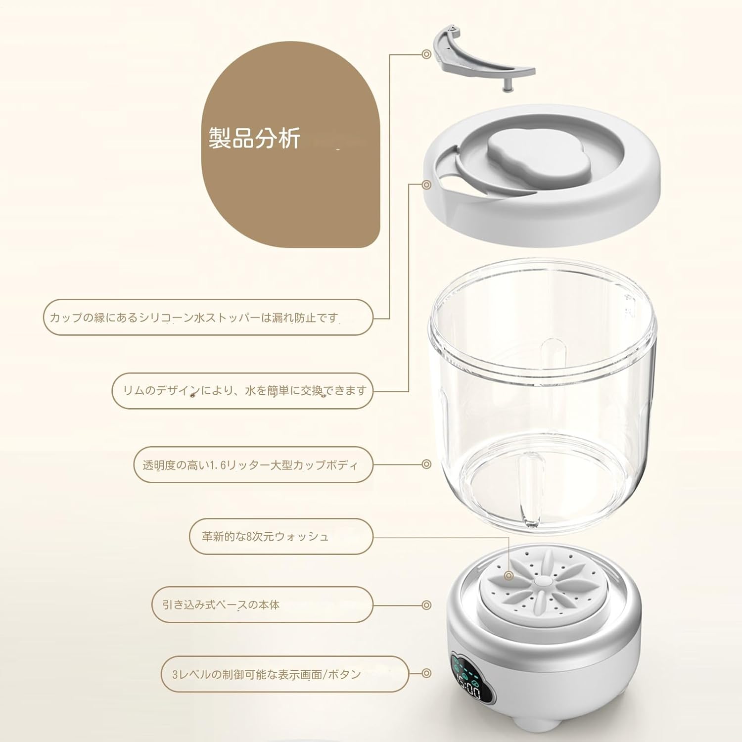 下着洗濯機 | 1.6リットル 下着用 デジタル表示 ウォッシャー,寮 パンティー 洗濯機 | アパート キャンプ 旅行 下着 靴下