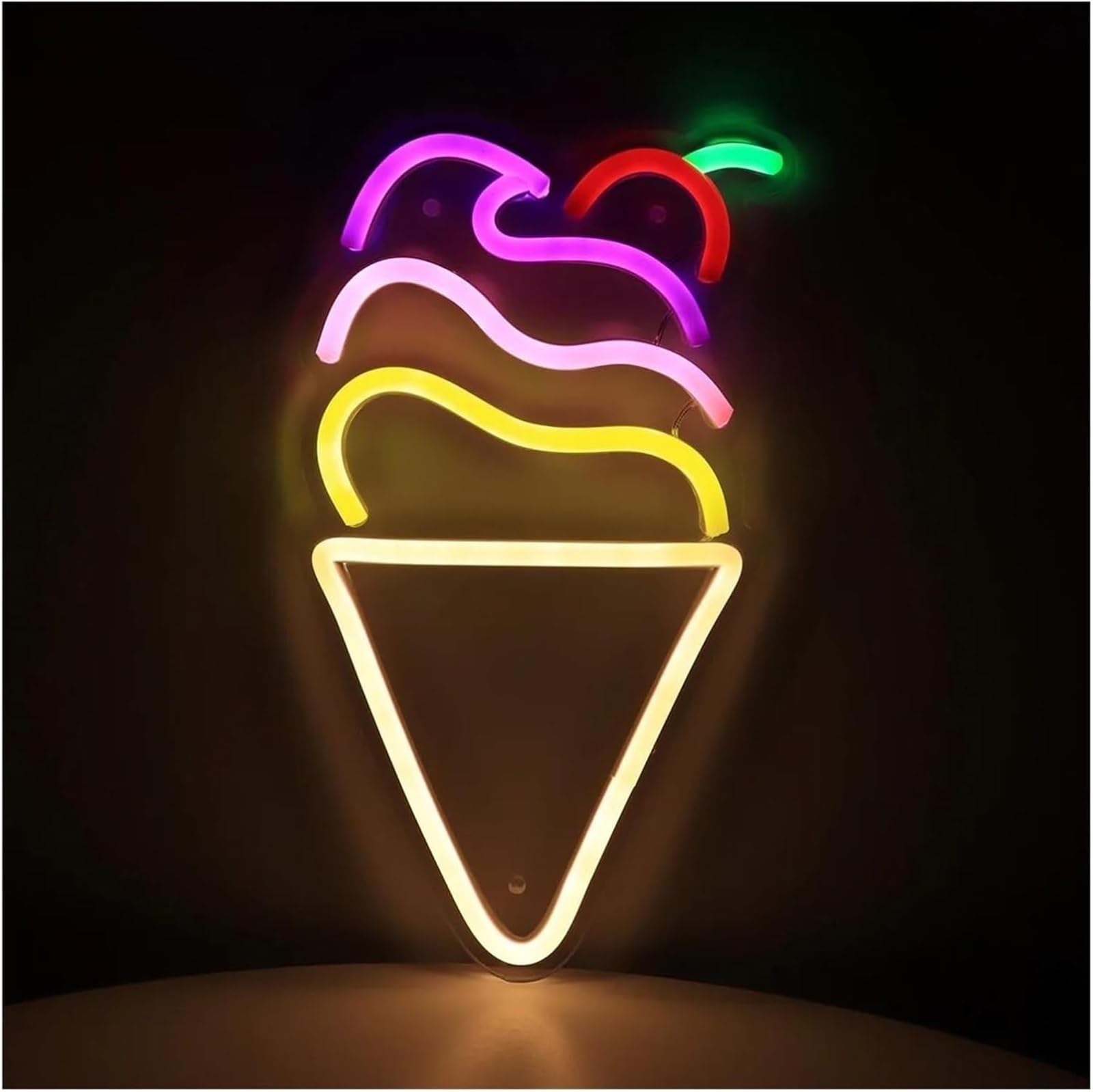 LED Lampada al neon Per lampada al neon Cono gelato con ciliegia per insegna per parete dimmerabile alimentata per luce
