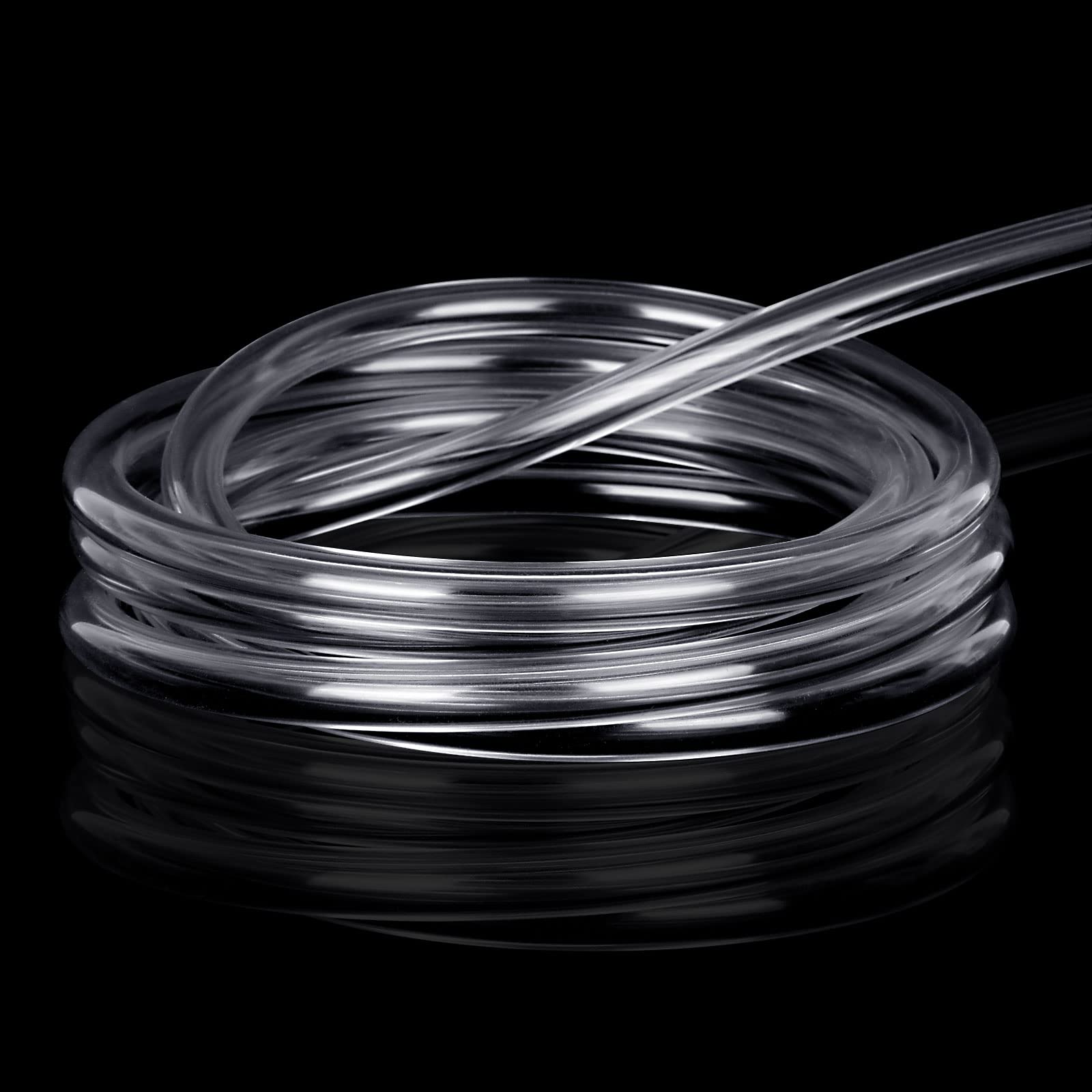 SENENQU 50 Metros Tubo Pvc Transparente 4 mm x 6 mm, Manguera Transparente Flexible para Acuario, Aire y Líquidos, Tubo Flexible Cortable en Rollo Práctico