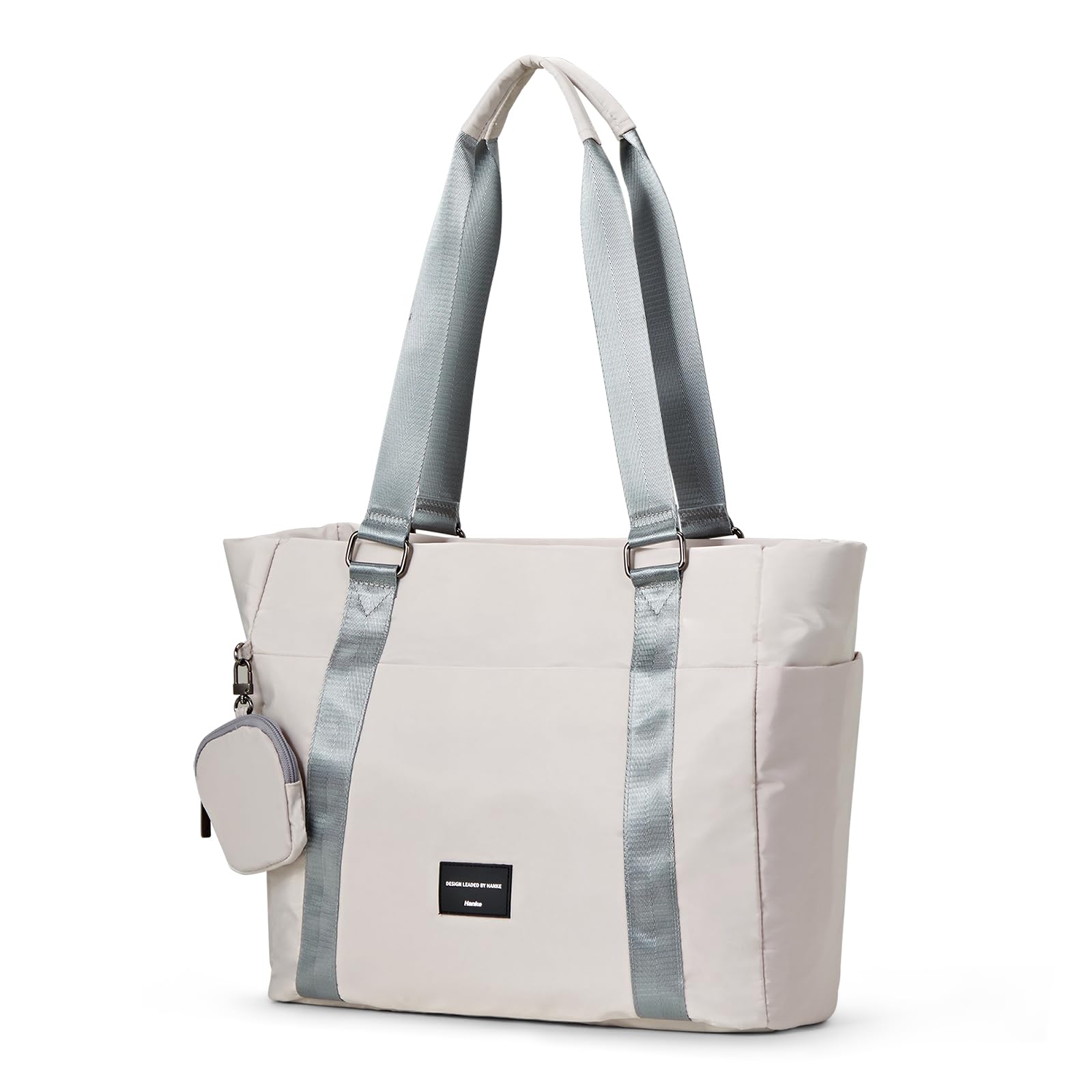 Hanke Laptop Tote - Lightweight Nylon Shoulder Bag for Work, Travel, Sports & Gym - Dune Grey