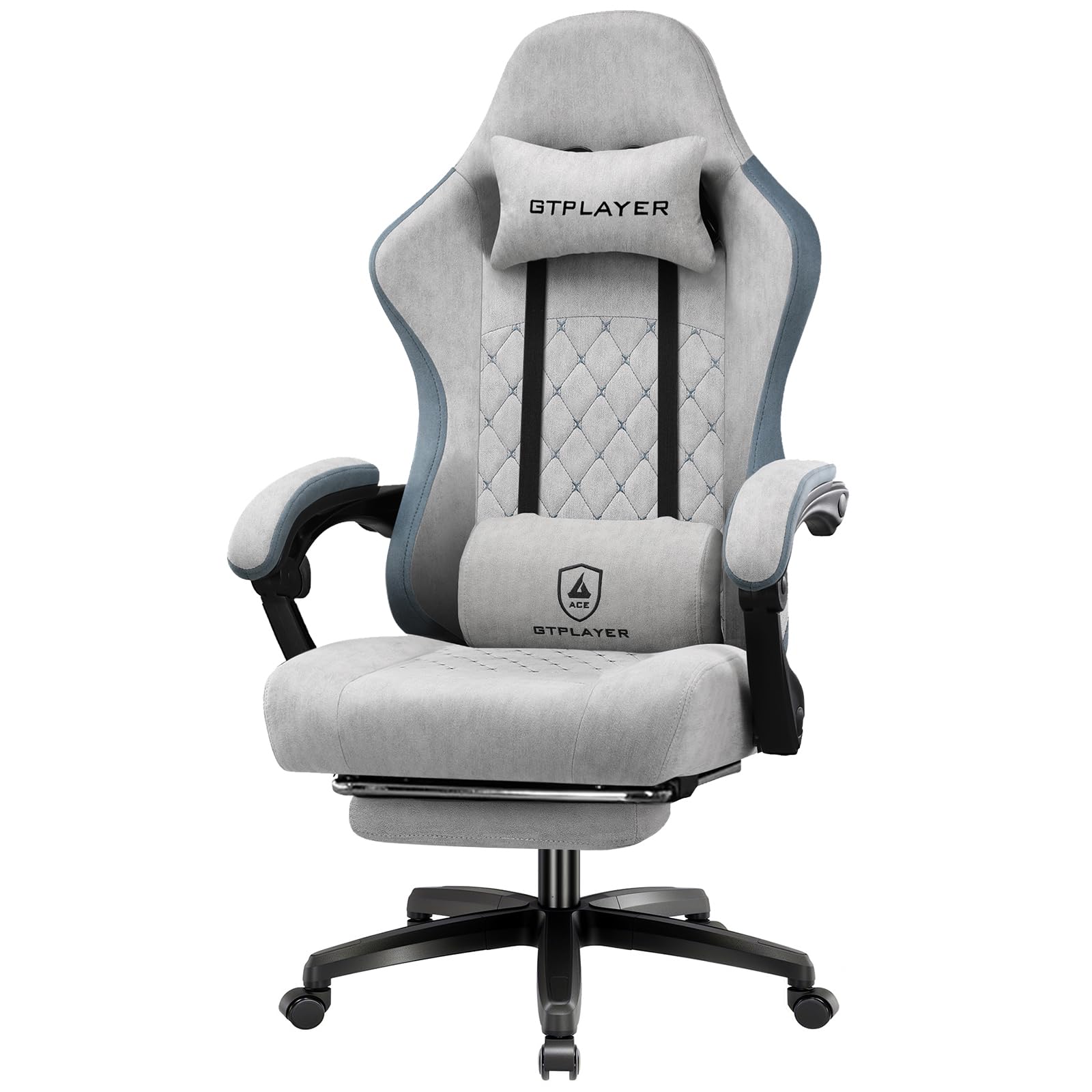GTPLAYER Chaise de Gaming en Tissu Ergonomique Respirant Chaise Gamer inclinable avec Repose-Pieds, Coussin Lombaire et appuie-tête, Chaises Gaming réglables en Hauteur Jeux, Supporte 150 kg