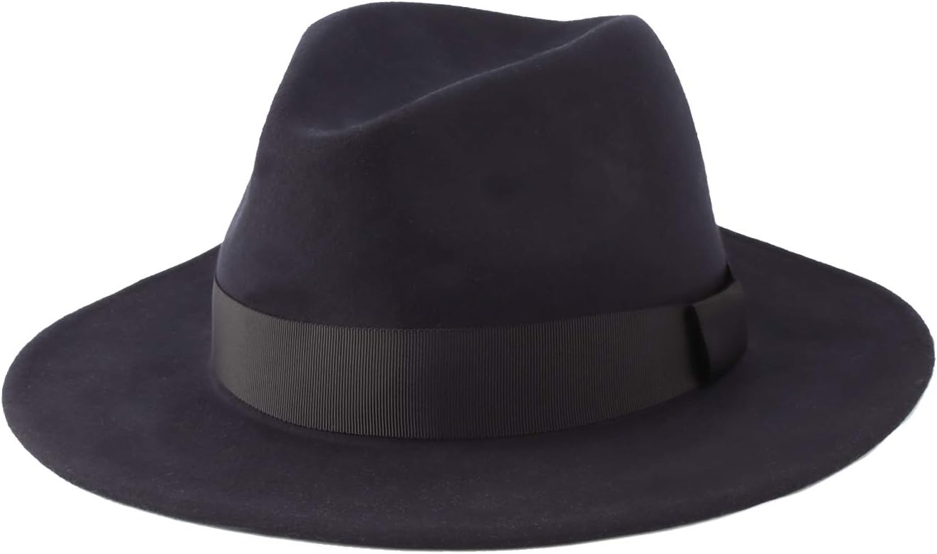WITHMOONS Wool Felt Fedora Classic Panama Hat Band Wide Brim GN61297