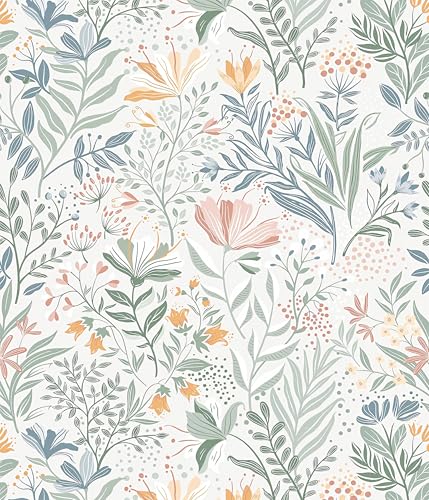myforHD Papel Pintado Autoadhesivo Flores Papel de Pared Papel Adhesivo para Muebles Removible Impermeable Estilo Retro Vinilo PVC Pegatina Decorativos Pared Salon Papel Pared Dormitorio