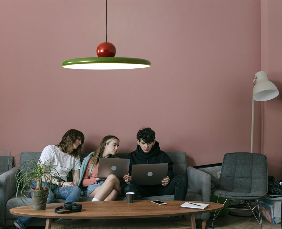 Lampadario Moderno UFO – Lampada a Sospensione LED 36W Dimmerabile,Altezza Regolabile con 3 Temperature di Colore,Plafoniera in Acrilico e Metallo per Sala da Pranzo,Soggiorno,Caffè (Verde)